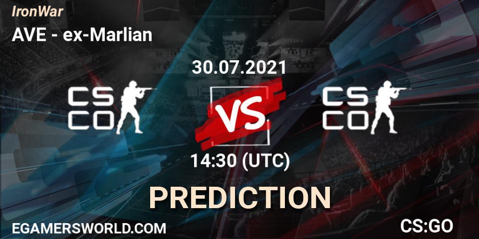 AVE vs ex-Marlian: Betting TIp, Match Prediction. 30.07.2021 at 14:40. Counter-Strike (CS2), IronWar