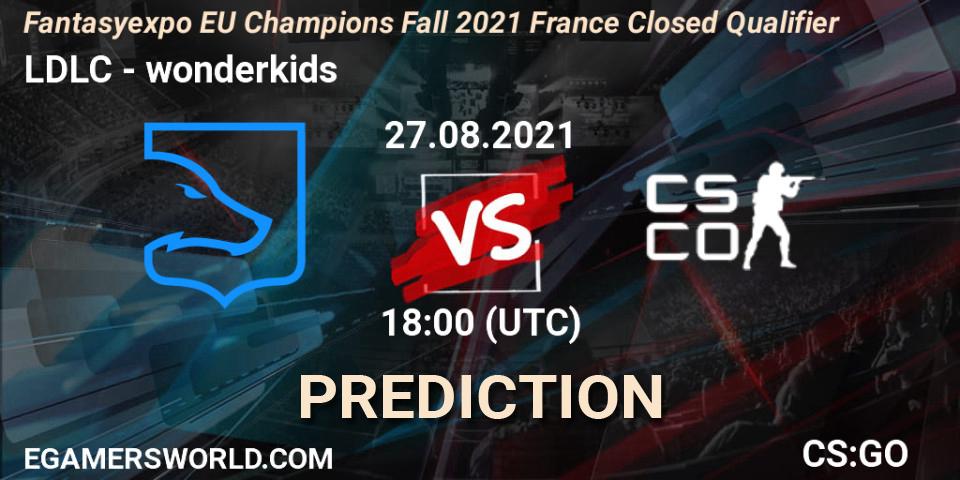 LDLC vs wonderkids: Betting TIp, Match Prediction. 27.08.2021 at 18:00. Counter-Strike (CS2), Fantasyexpo EU Champions Fall 2021 France Closed Qualifier