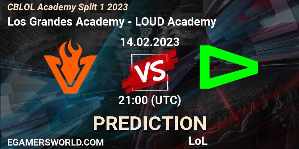 Los Grandes Academy vs LOUD Academy: Betting TIp, Match Prediction. 14.02.2023 at 21:00. LoL, CBLOL Academy Split 1 2023