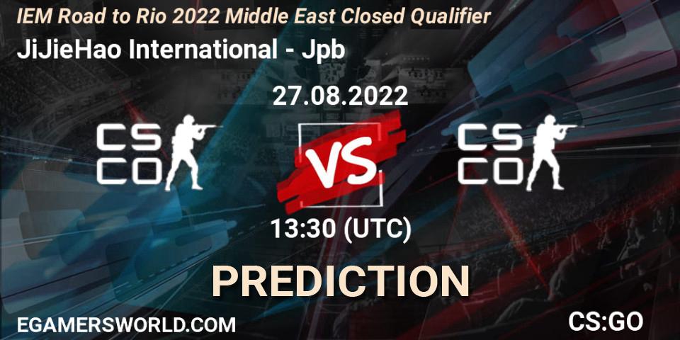 JiJieHao International vs Jpb: Betting TIp, Match Prediction. 27.08.2022 at 13:30. Counter-Strike (CS2), IEM Road to Rio 2022 Middle East Closed Qualifier