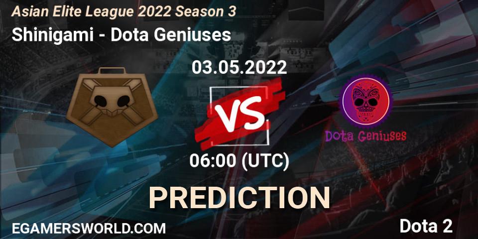 Shinigami vs Dota Geniuses: Betting TIp, Match Prediction. 03.05.22. Dota 2, Asian Elite League 2022 Season 3