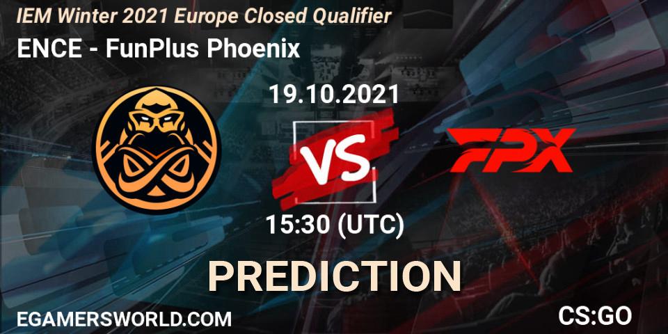 ENCE vs FunPlus Phoenix: Betting TIp, Match Prediction. 19.10.2021 at 15:30. Counter-Strike (CS2), IEM Winter 2021 Europe Closed Qualifier