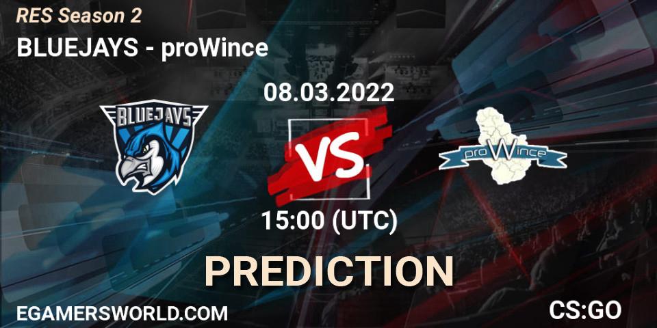 BLUEJAYS vs proWince: Betting TIp, Match Prediction. 08.03.22. CS2 (CS:GO), RES Season 2