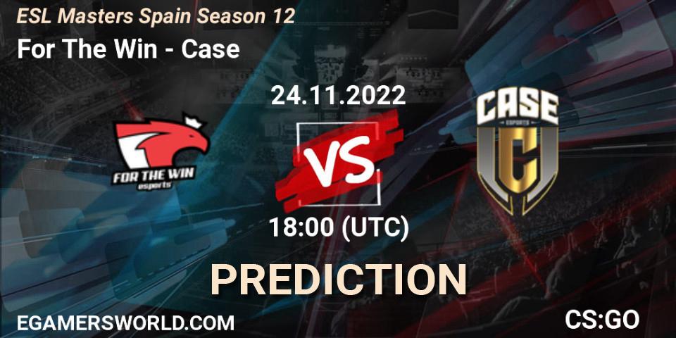 For The Win vs Case: Betting TIp, Match Prediction. 24.11.2022 at 18:00. Counter-Strike (CS2), ESL Masters España Season 12: Online Stage