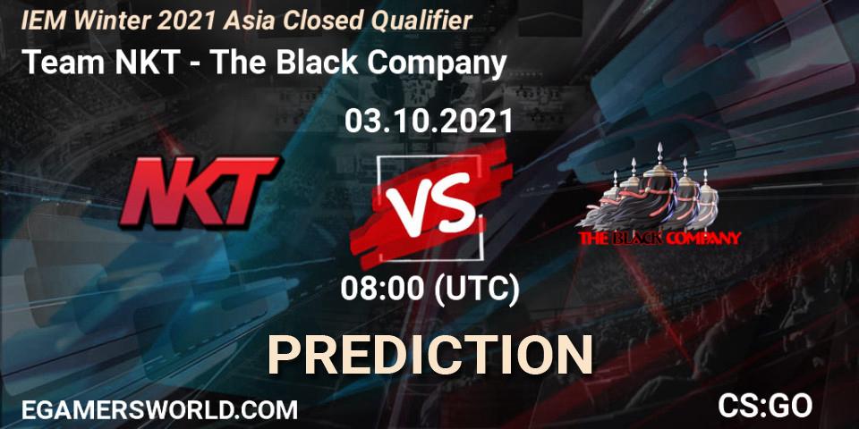 Team NKT vs The Black Company: Betting TIp, Match Prediction. 03.10.2021 at 08:00. Counter-Strike (CS2), IEM Winter 2021 Asia Closed Qualifier