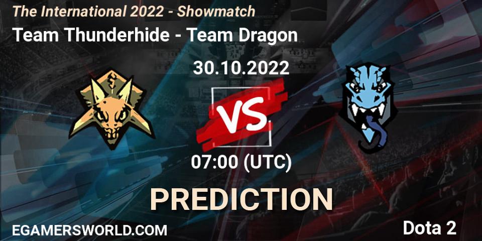 Team Thunderhide vs Team Dragon: Betting TIp, Match Prediction. 30.10.2022 at 07:40. Dota 2, The International 2022 - Showmatch