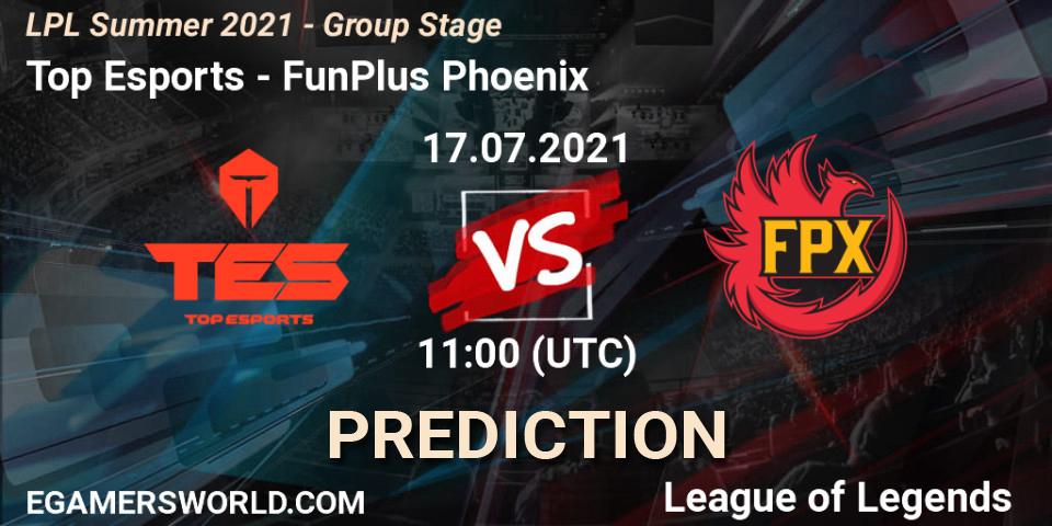 Top Esports vs FunPlus Phoenix: Betting TIp, Match Prediction. 17.07.2021 at 12:45. LoL, LPL Summer 2021 - Group Stage