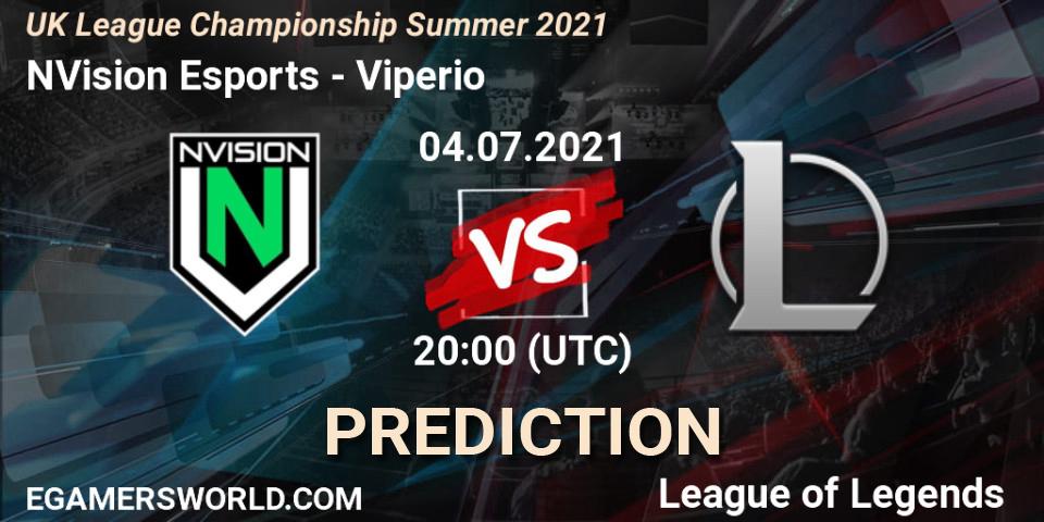 NVision Esports vs Viperio: Betting TIp, Match Prediction. 04.07.2021 at 20:00. LoL, UK League Championship Summer 2021
