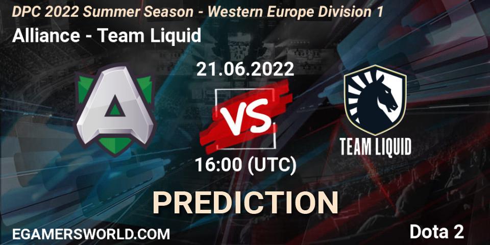 Alliance vs Team Liquid: Betting TIp, Match Prediction. 21.06.22. Dota 2, DPC WEU 2021/2022 Tour 3: Division I