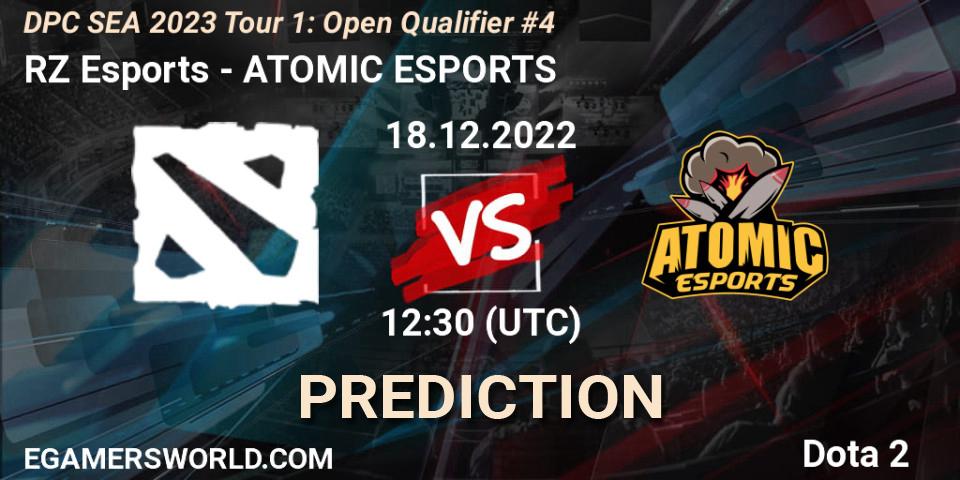 RZ Esports vs ATOMIC ESPORTS: Betting TIp, Match Prediction. 18.12.2022 at 12:30. Dota 2, DPC SEA 2023 Tour 1: Open Qualifier #4