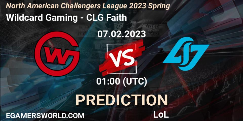 Wildcard Gaming vs CLG Faith: Betting TIp, Match Prediction. 07.02.2023 at 01:00. LoL, NACL 2023 Spring - Group Stage