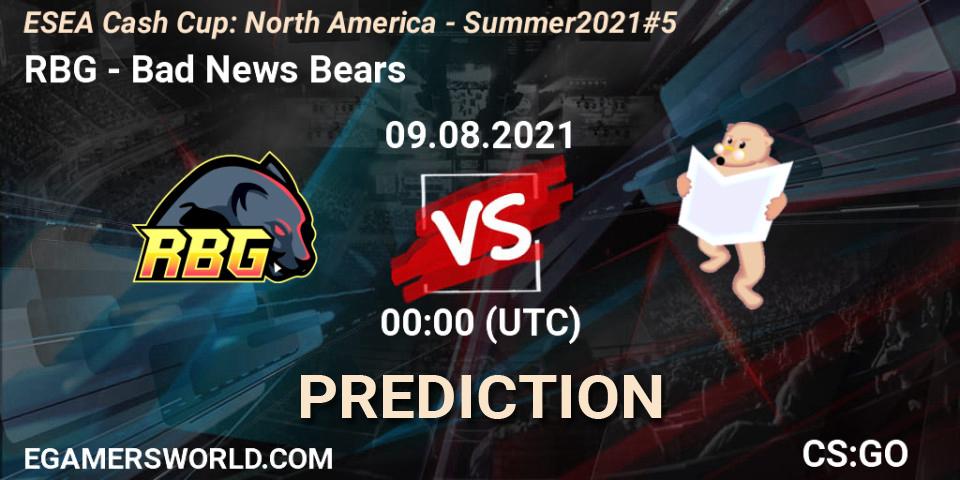 RBG vs Bad News Bears: Betting TIp, Match Prediction. 09.08.21. CS2 (CS:GO), ESEA Cash Cup: North America - Summer 2021 #5