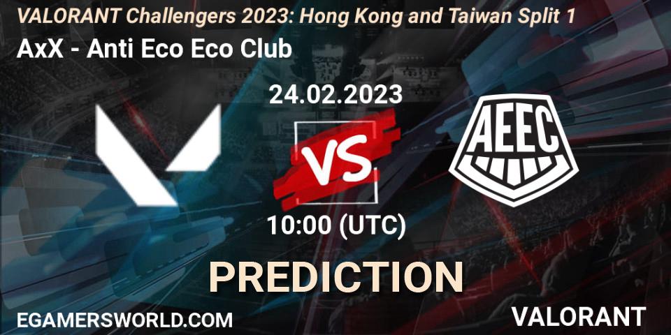 AxX vs Anti Eco Eco Club: Betting TIp, Match Prediction. 24.02.2023 at 08:00. VALORANT, VALORANT Challengers 2023: Hong Kong and Taiwan Split 1