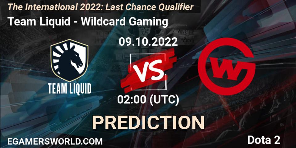 Team Liquid vs Wildcard Gaming: Betting TIp, Match Prediction. 09.10.2022 at 02:01. Dota 2, The International 2022: Last Chance Qualifier