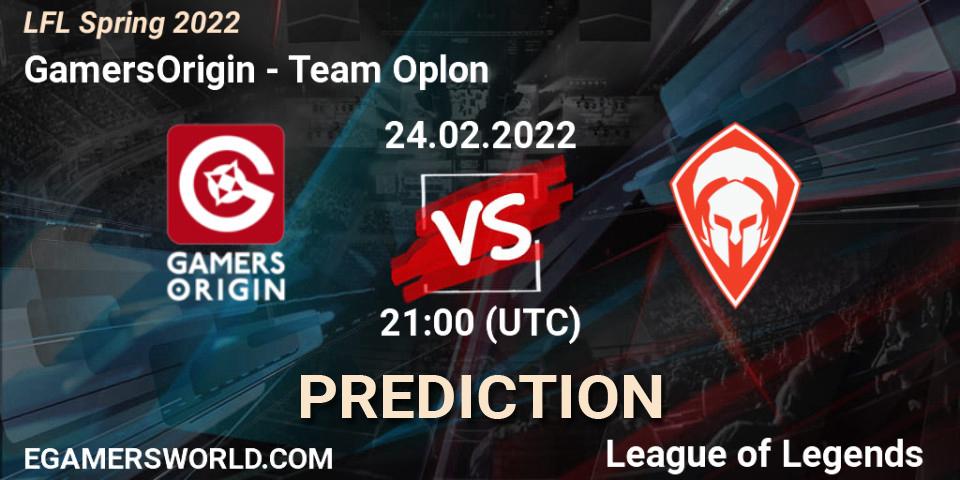 GamersOrigin vs Team Oplon: Betting TIp, Match Prediction. 24.02.2022 at 21:00. LoL, LFL Spring 2022