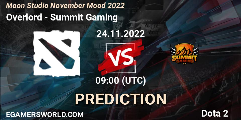 Overlord vs Summit Gaming: Betting TIp, Match Prediction. 24.11.22. Dota 2, Moon Studio November Mood 2022