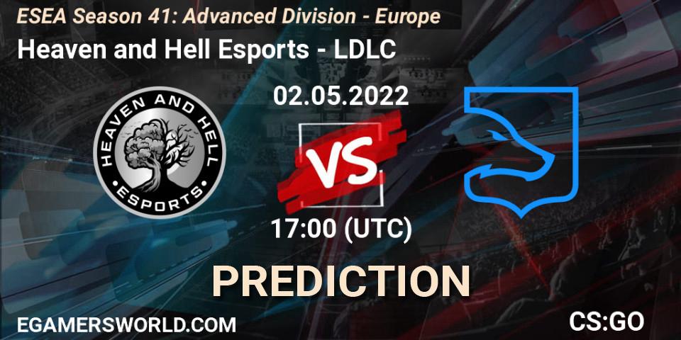 Heaven and Hell Esports vs LDLC: Betting TIp, Match Prediction. 02.05.2022 at 17:00. Counter-Strike (CS2), ESEA Season 41: Advanced Division - Europe