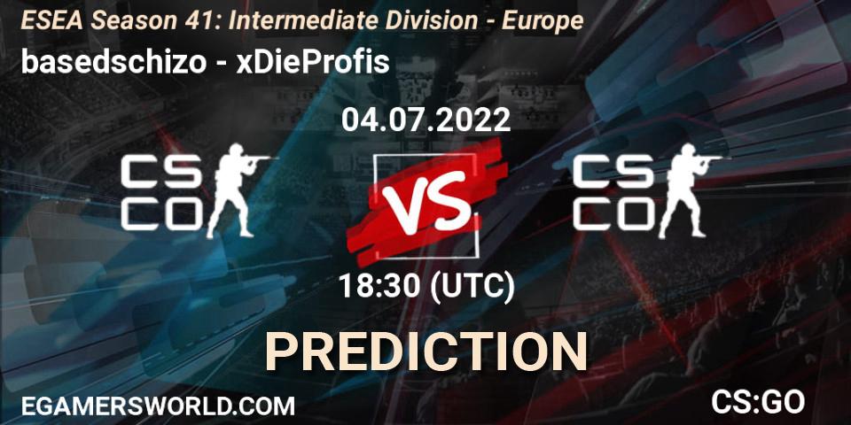 basedschizo vs SPARX ESPORTS: Betting TIp, Match Prediction. 04.07.2022 at 18:00. Counter-Strike (CS2), ESEA Season 41: Intermediate Division - Europe