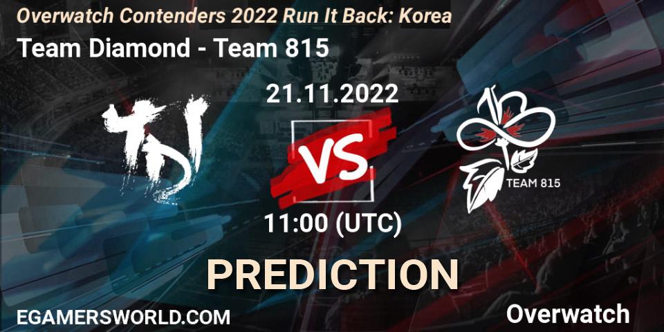 Team Diamond vs Team 815: Betting TIp, Match Prediction. 21.11.22. Overwatch, Overwatch Contenders 2022 Run It Back: Korea