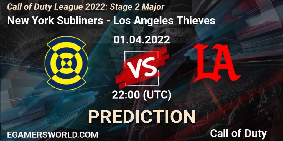 New York Subliners vs Los Angeles Thieves: Betting TIp, Match Prediction. 01.04.2022 at 22:30. Call of Duty, Call of Duty League 2022: Stage 2 Major