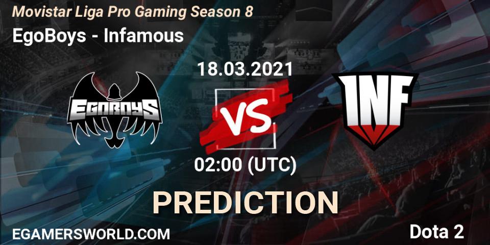 EgoBoys vs Infamous: Betting TIp, Match Prediction. 18.03.21. Dota 2, Movistar Liga Pro Gaming Season 8