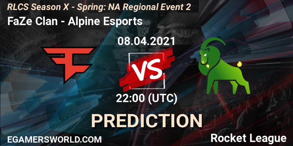 FaZe Clan vs Alpine Esports: Betting TIp, Match Prediction. 08.04.2021 at 22:00. Rocket League, RLCS Season X - Spring: NA Regional Event 2