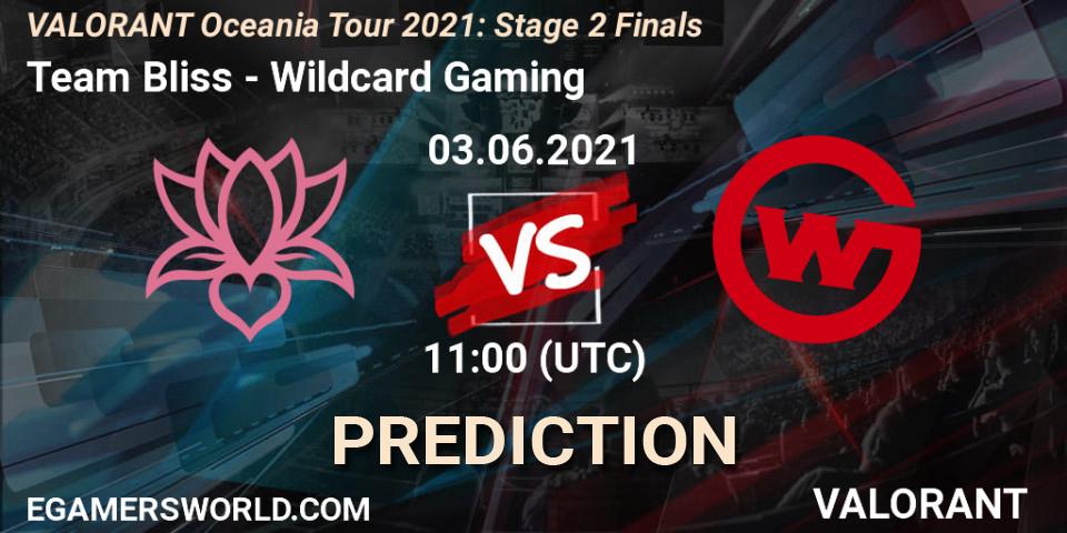 Team Bliss vs Wildcard Gaming: Betting TIp, Match Prediction. 03.06.2021 at 11:00. VALORANT, VALORANT Oceania Tour 2021: Stage 2 Finals