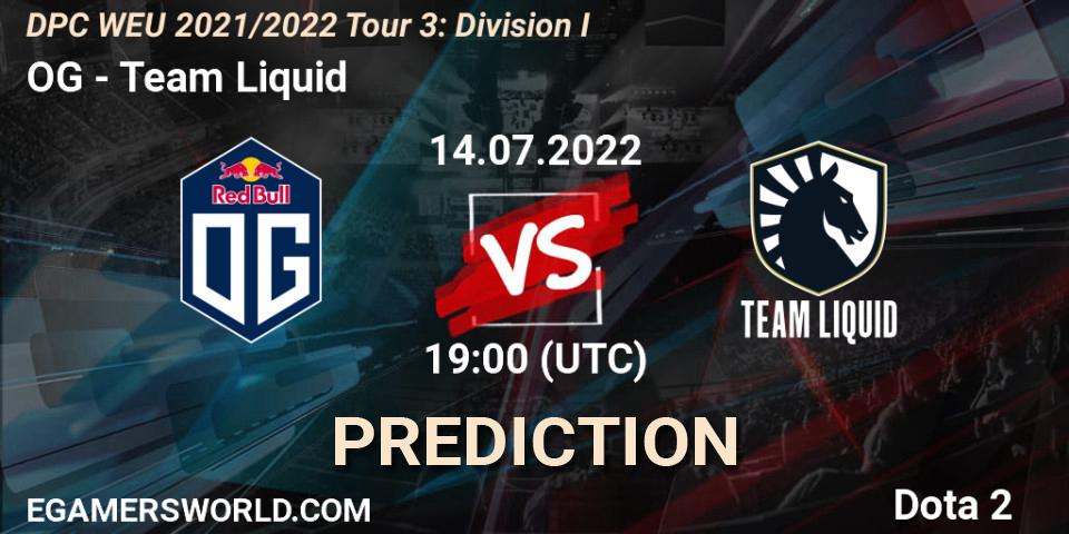 OG vs Team Liquid: Betting TIp, Match Prediction. 14.07.2022 at 20:35. Dota 2, DPC WEU 2021/2022 Tour 3: Division I