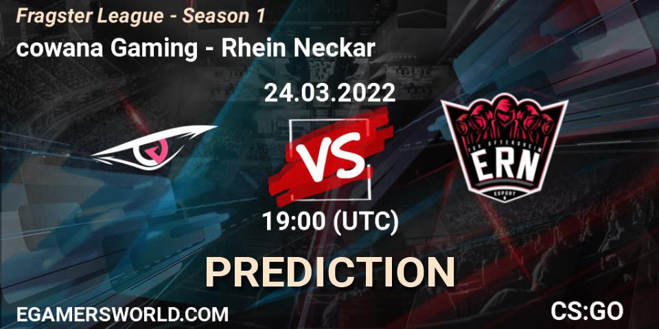 cowana Gaming vs Rhein Neckar: Betting TIp, Match Prediction. 24.03.2022 at 19:00. Counter-Strike (CS2), Fragster League - Season 1