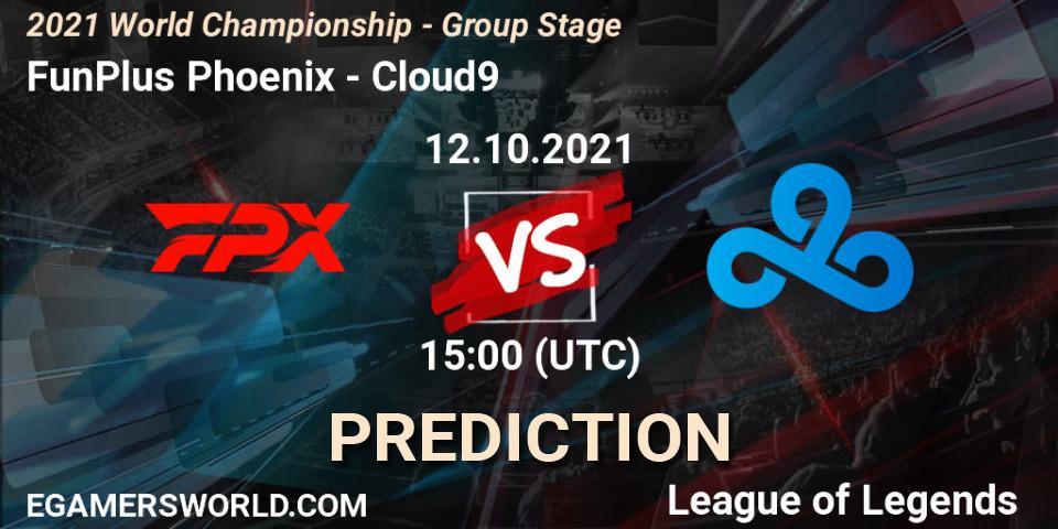 FunPlus Phoenix vs Cloud9: Betting TIp, Match Prediction. 12.10.2021 at 16:00. LoL, 2021 World Championship - Group Stage