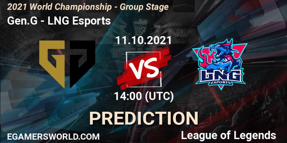 Gen.G vs LNG Esports: Betting TIp, Match Prediction. 11.10.2021 at 14:00. LoL, 2021 World Championship - Group Stage