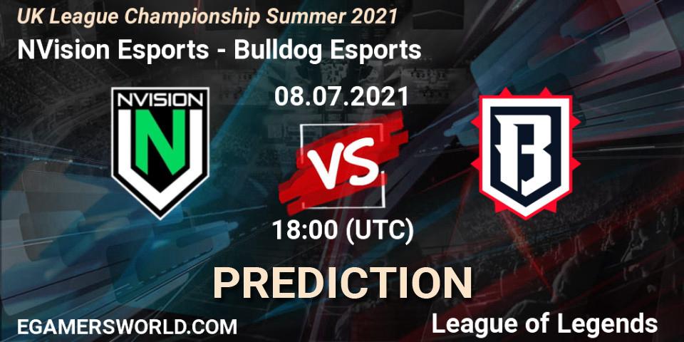 NVision Esports vs Bulldog Esports: Betting TIp, Match Prediction. 08.07.2021 at 18:00. LoL, UK League Championship Summer 2021