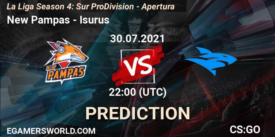 New Pampas vs Isurus: Betting TIp, Match Prediction. 30.07.2021 at 22:00. Counter-Strike (CS2), La Liga Season 4: Sur Pro Division - Apertura