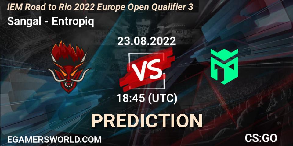 Sangal vs Entropiq: Betting TIp, Match Prediction. 23.08.2022 at 18:50. Counter-Strike (CS2), IEM Road to Rio 2022 Europe Open Qualifier 3