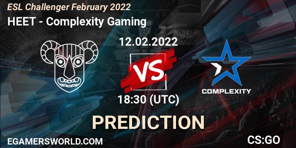 HEET vs Complexity Gaming: Betting TIp, Match Prediction. 12.02.2022 at 18:30. Counter-Strike (CS2), ESL Challenger February 2022