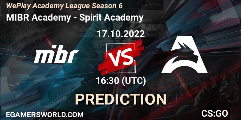 MIBR Academy vs Spirit Academy: Betting TIp, Match Prediction. 17.10.2022 at 15:50. Counter-Strike (CS2), WePlay Academy League Season 6