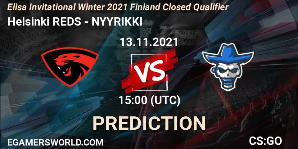 Helsinki REDS vs NYYRIKKI: Betting TIp, Match Prediction. 13.11.21. CS2 (CS:GO), Elisa Invitational Winter 2021 Finland Closed Qualifier