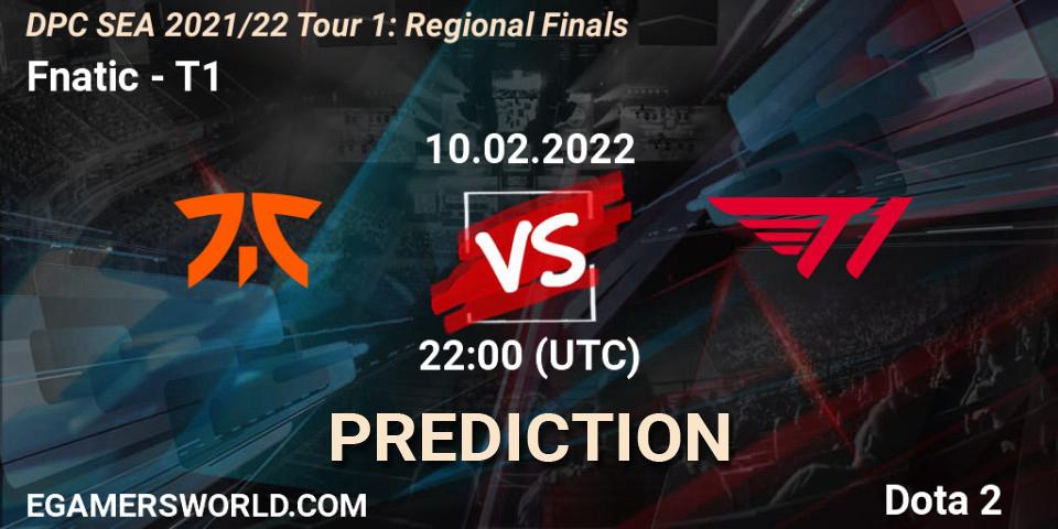 Fnatic vs T1: Betting TIp, Match Prediction. 11.02.2022 at 08:41. Dota 2, DPC SEA 2021/22 Tour 1: Regional Finals