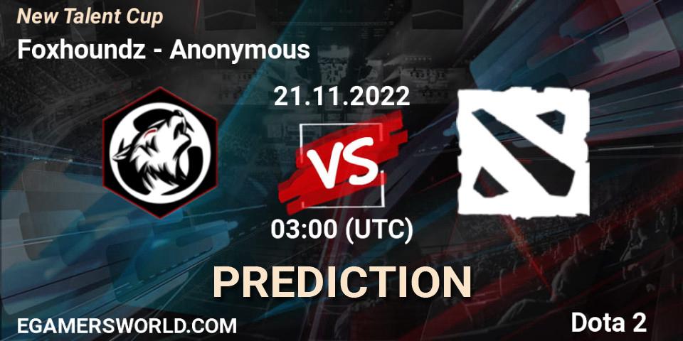 Foxhoundz vs Anonymous: Betting TIp, Match Prediction. 21.11.2022 at 03:00. Dota 2, New Talent Cup