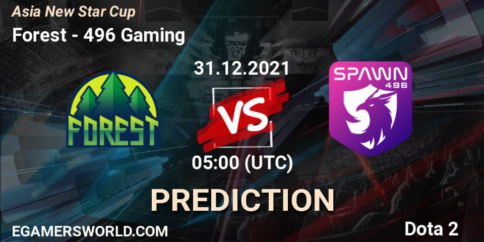 Forest vs 496 Gaming: Betting TIp, Match Prediction. 31.12.21. Dota 2, Asia New Star Cup