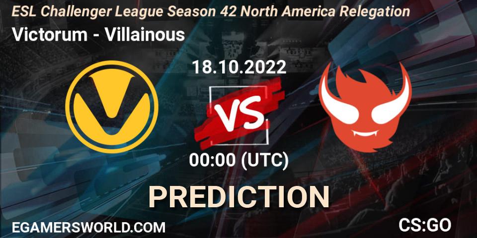Victorum vs Villainous: Betting TIp, Match Prediction. 18.10.22. CS2 (CS:GO), ESL Challenger League Season 42 North America Relegation