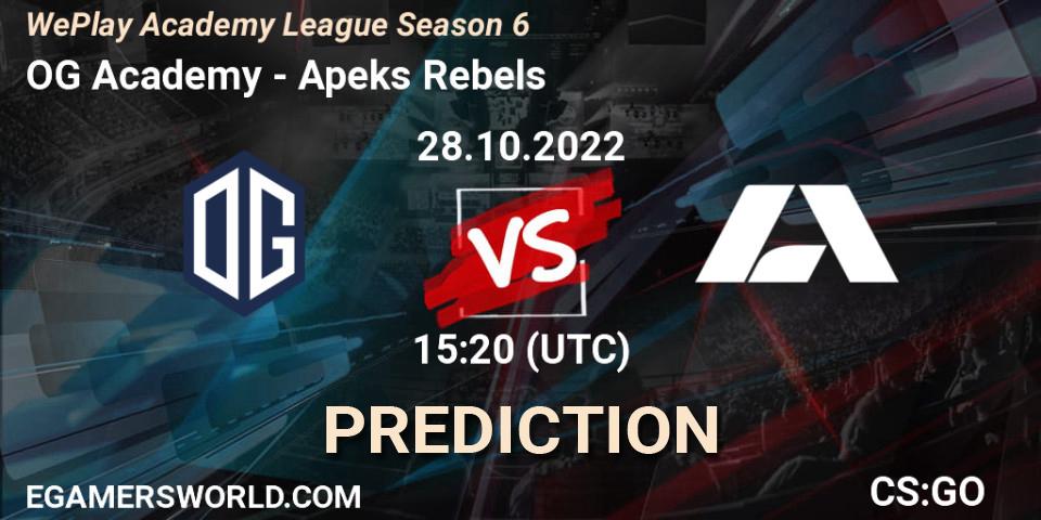 OG Academy vs Apeks Rebels: Betting TIp, Match Prediction. 27.10.22. CS2 (CS:GO), WePlay Academy League Season 6