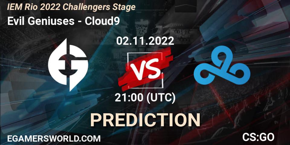 Evil Geniuses vs Cloud9: Betting TIp, Match Prediction. 02.11.22. CS2 (CS:GO), IEM Rio 2022 Challengers Stage