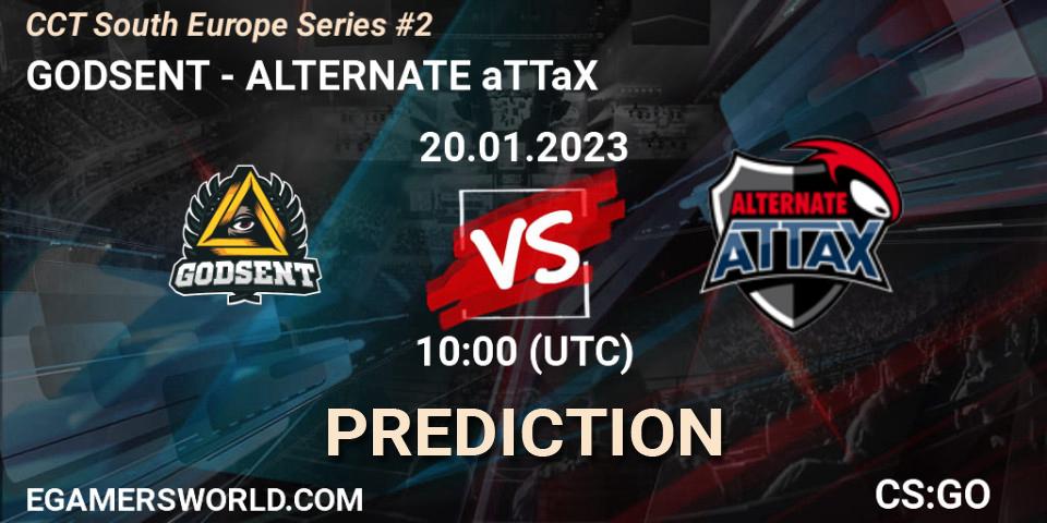 GODSENT vs ALTERNATE aTTaX: Betting TIp, Match Prediction. 20.01.2023 at 10:00. Counter-Strike (CS2), CCT South Europe Series #2