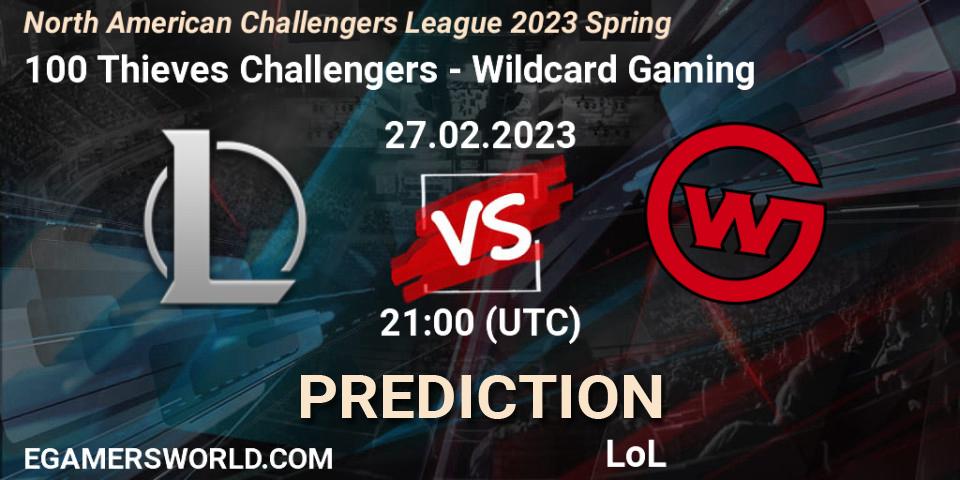 100 Thieves Challengers vs Wildcard Gaming: Betting TIp, Match Prediction. 27.02.23. LoL, NACL 2023 Spring - Group Stage