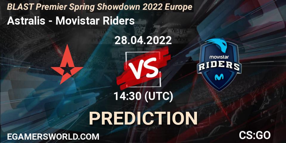 Astralis vs Movistar Riders: Betting TIp, Match Prediction. 28.04.2022 at 14:30. Counter-Strike (CS2), BLAST Premier Spring Showdown 2022 Europe