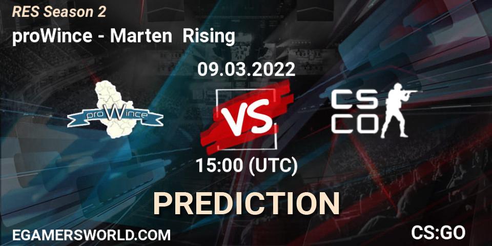 proWince vs Marten Rising: Betting TIp, Match Prediction. 09.03.22. CS2 (CS:GO), RES Season 2
