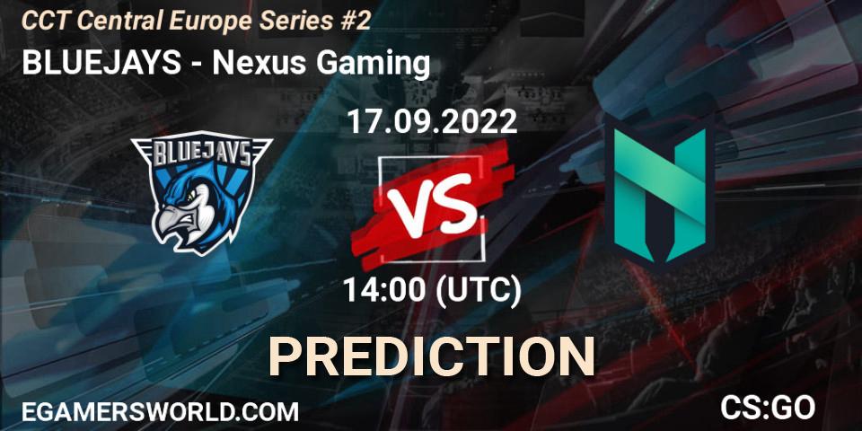 BLUEJAYS vs Nexus Gaming: Betting TIp, Match Prediction. 17.09.2022 at 17:00. Counter-Strike (CS2), CCT Central Europe Series #2