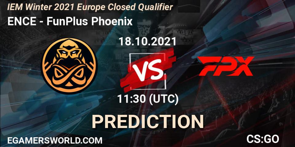 ENCE vs FunPlus Phoenix: Betting TIp, Match Prediction. 18.10.2021 at 11:30. Counter-Strike (CS2), IEM Winter 2021 Europe Closed Qualifier
