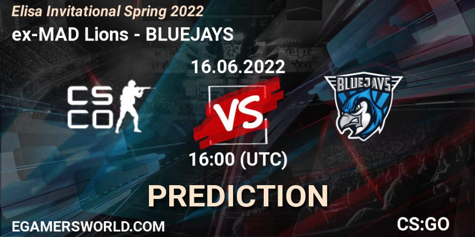 ex-MAD Lions vs BLUEJAYS: Betting TIp, Match Prediction. 16.06.2022 at 16:00. Counter-Strike (CS2), Elisa Invitational Spring 2022